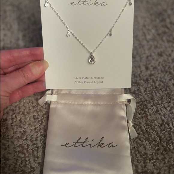 ETTIKA DRIPPING IN CRYSTALS DROP SILVER PLATED NECKLACE - Picture 4 of 6